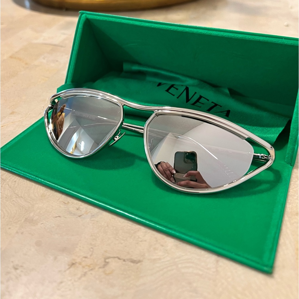 Bottega Veneta chrome mirror sunglasses. Barely touched, pristine condition